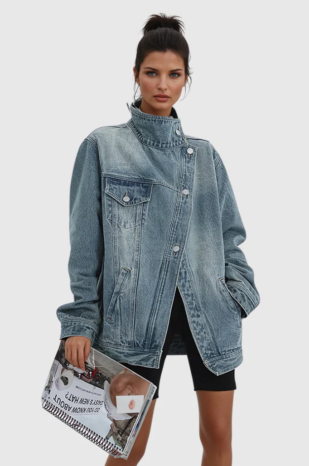 Women's Artistic Denim Jacket - Bold & Creative Style