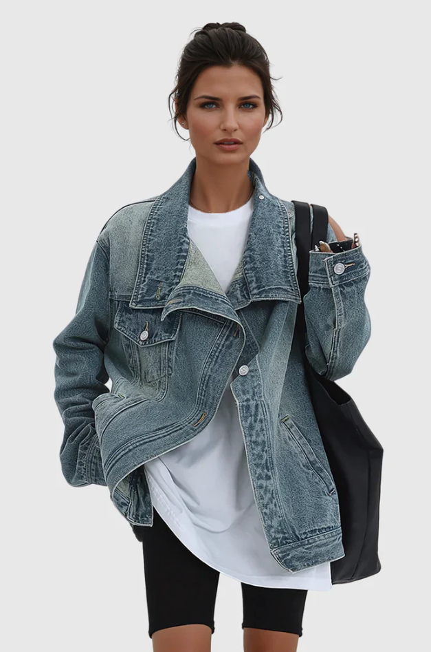 Women's Artistic Denim Jacket - Bold & Creative Style