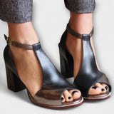 Women's T-Strap Open Toe Heeled Shoes - Chic Comfort Heel