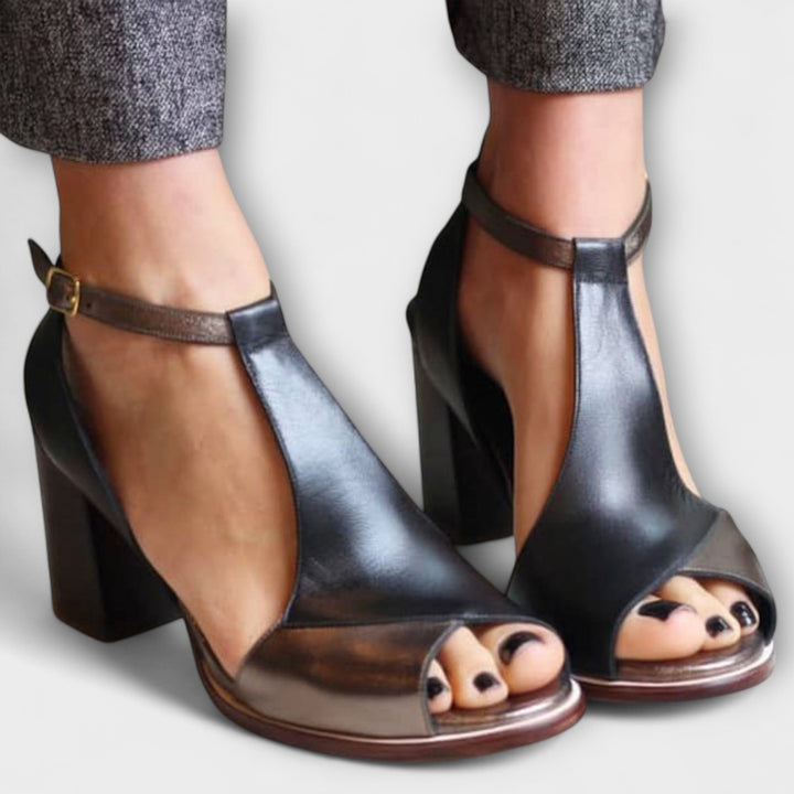 Women's T-Strap Open Toe Heeled Shoes - Chic Comfort Heel