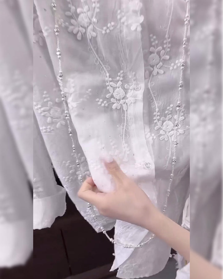 Women's Embroidered Button-Down Shirt - Effortless Elegance