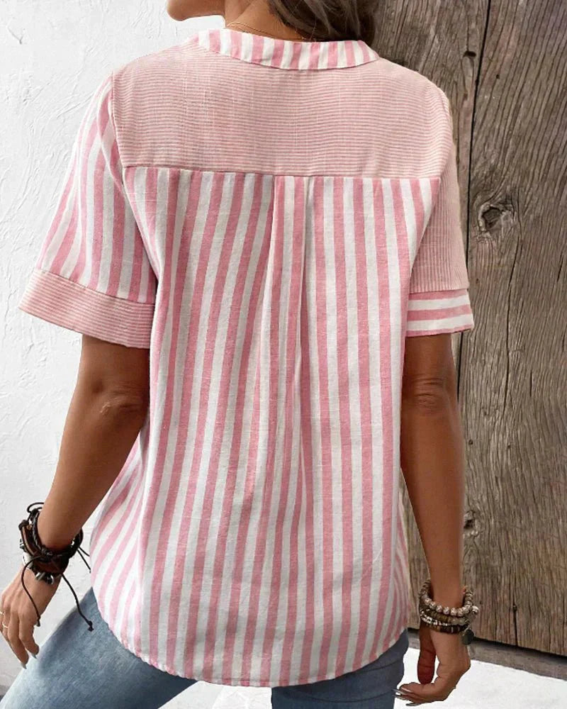 Women's Soft Striped Blouse - Effortless Everyday Elegance