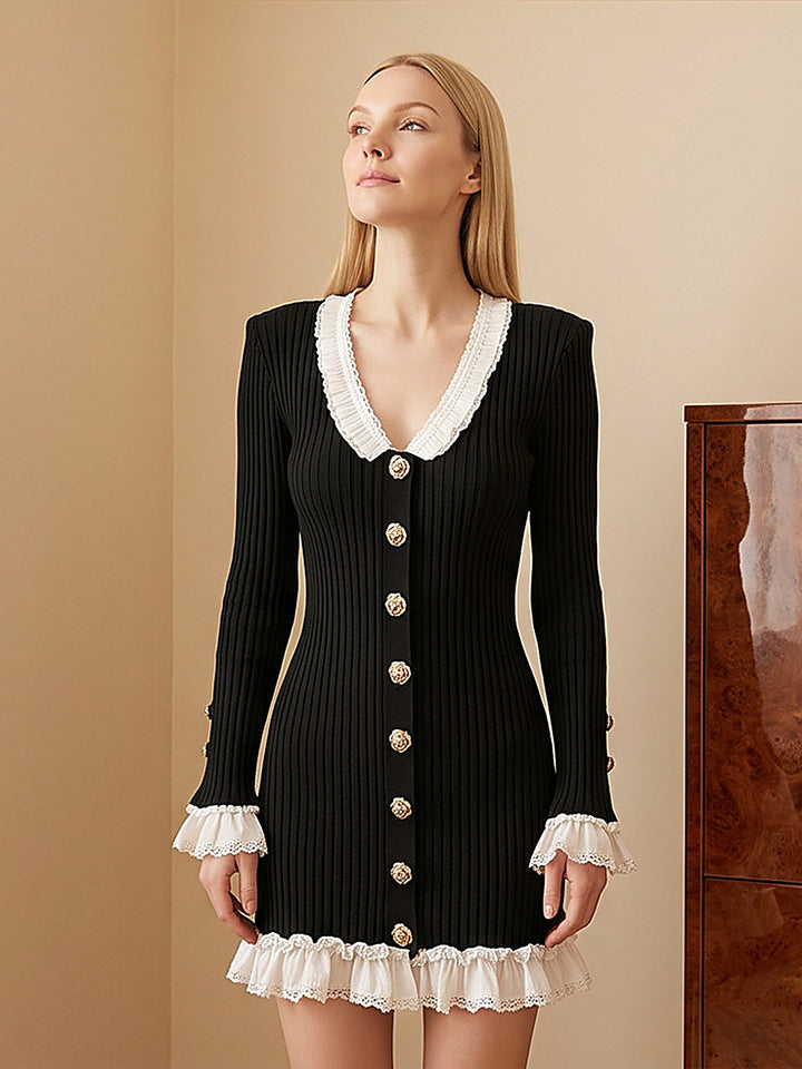 Elegant Slim Single-Breasted Shirt Dress