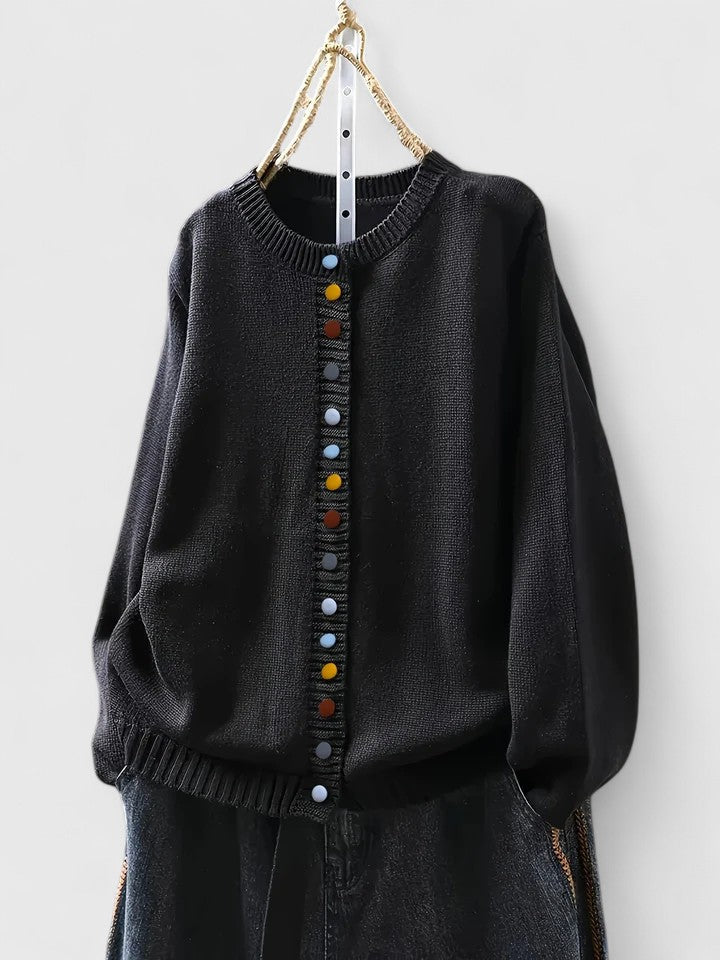 Women's Knit Whimsical Button Cardigan - Playful Everyday Layer
