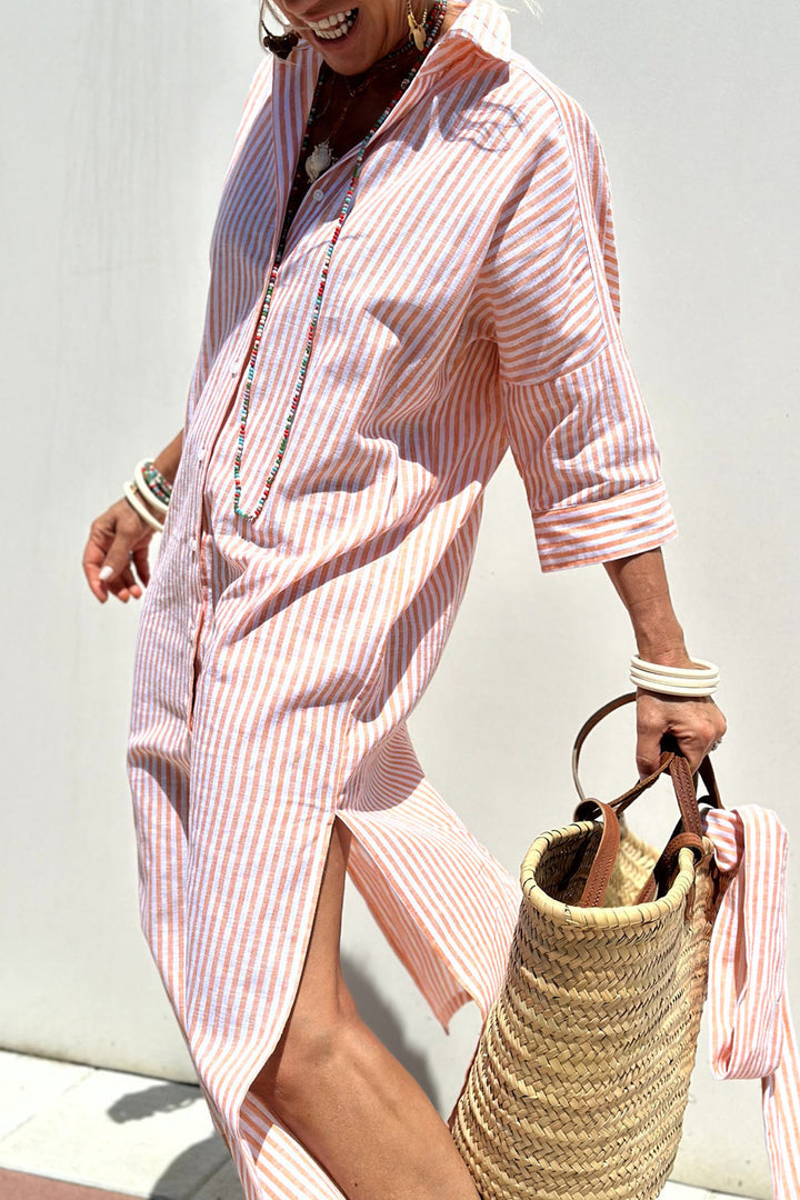 Women's Striped Shirt Dress - Timeless Comfort for Summer Days