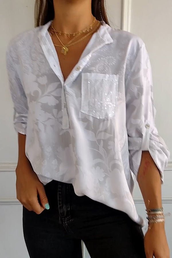 Women's Elegant Sequin Blouse - Effortless Sparkle for Day & Night