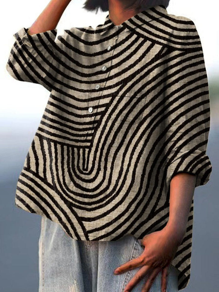 Women's Printed Long Sleeve Blouse - Effortless Summer Elegance