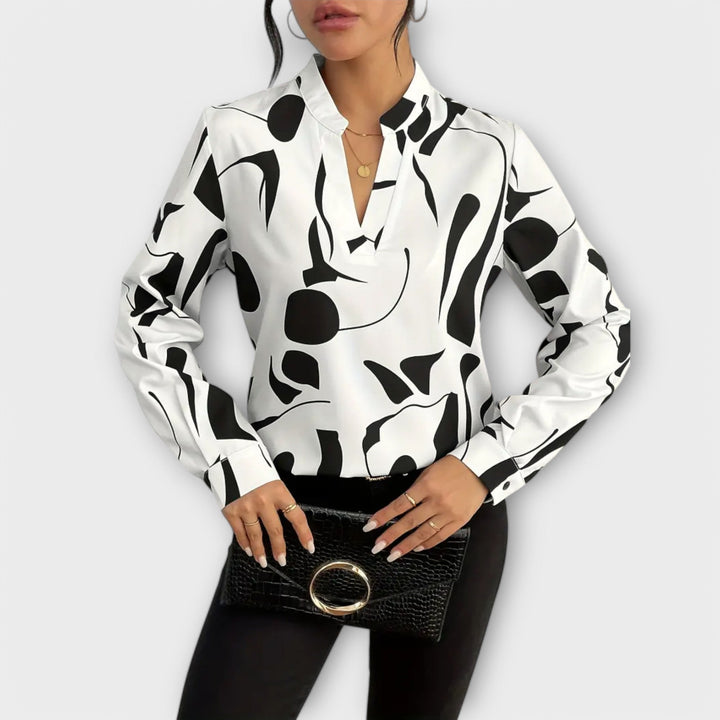 Women's Polyester Geometric Print Blouse - Elegant & Versatile