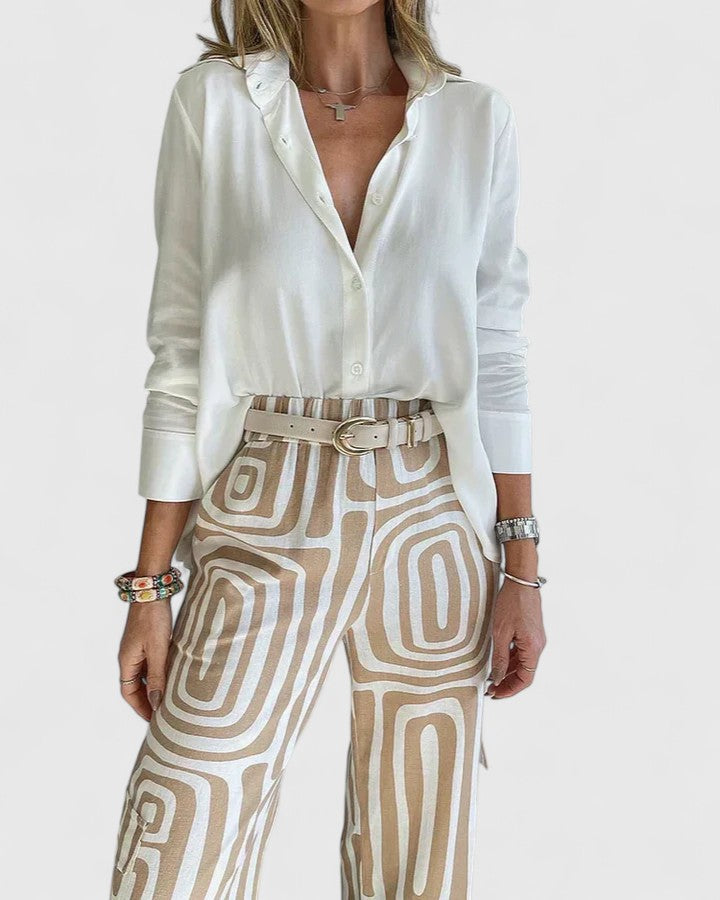 Women's Elegant Two-Piece Set - Chic, Versatile Ensemble with Belt