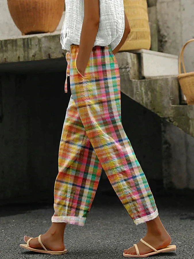 Women's Comfortable Checkered Pants – All-Day Style