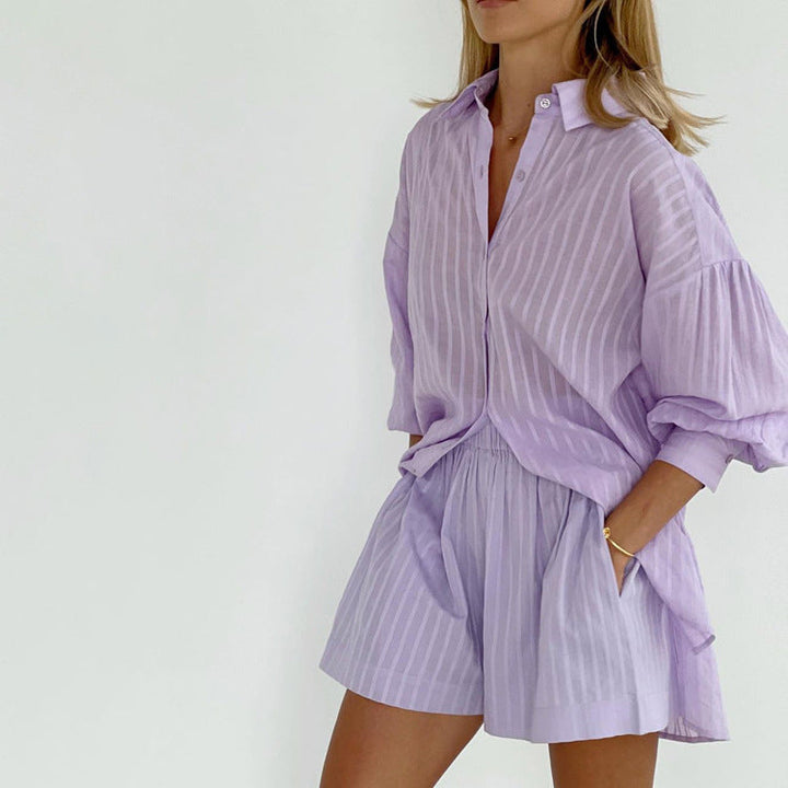 Women's Yselia Breezy Button-Up & Shorts Set - Summer Style