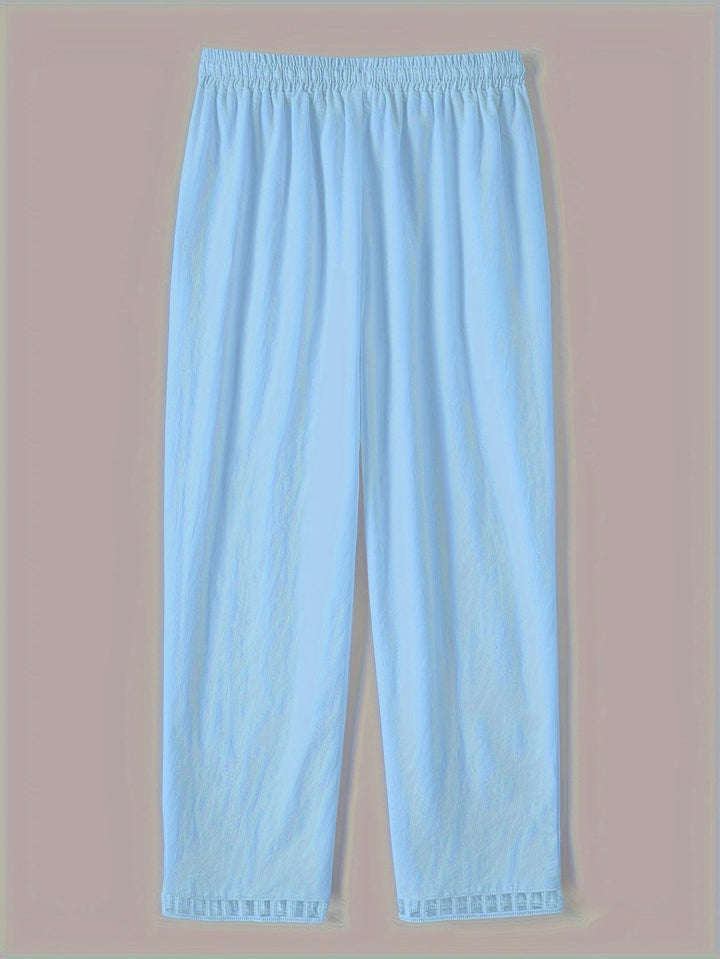 Women's Relaxed Contrast Trim Cropped Pants - Breezy Spring Style