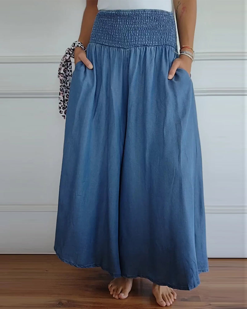 Women's Polyester Wide-Leg Trousers - Comfy & Breezy