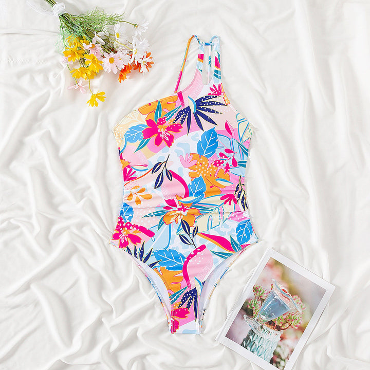 Women's One Shoulder One Piece Swimsuit - Asymmetric & Contouring