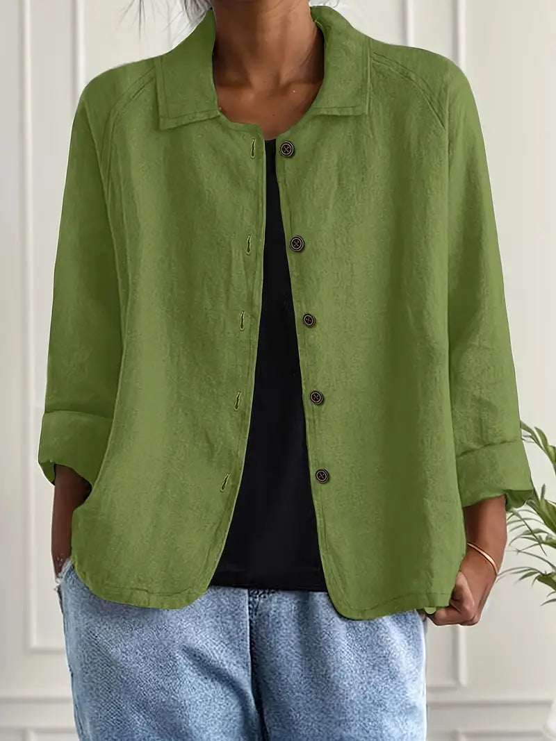 Women's Lightweight Cotton-Linen Shirt-Cardigan - Effortless Style
