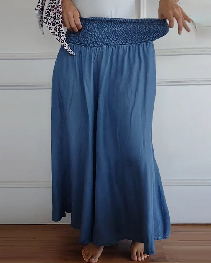 Women's Flowy Smocked Waist Trousers - Everyday Comfort & Style