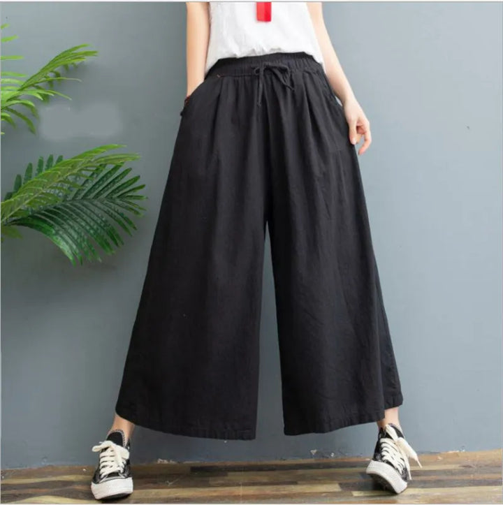 Women's Linen Pleated Comfort Fit Trousers - Breezy Everyday Elegance