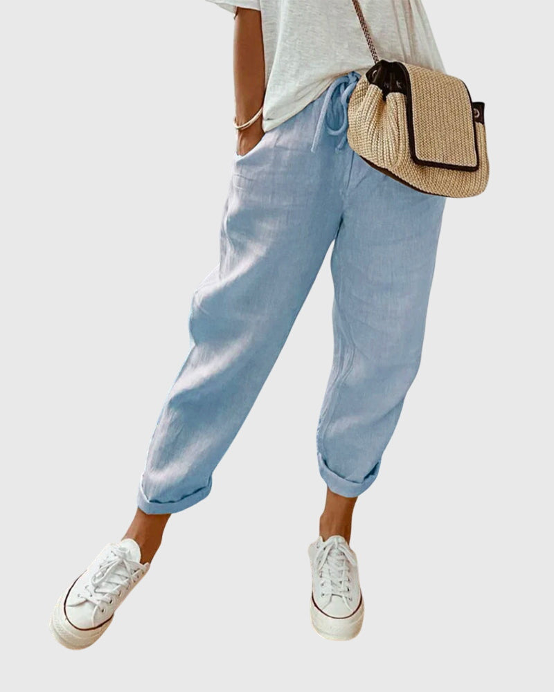 Women's High Waist Elastic Waist Pants - Everyday Comfort & Style