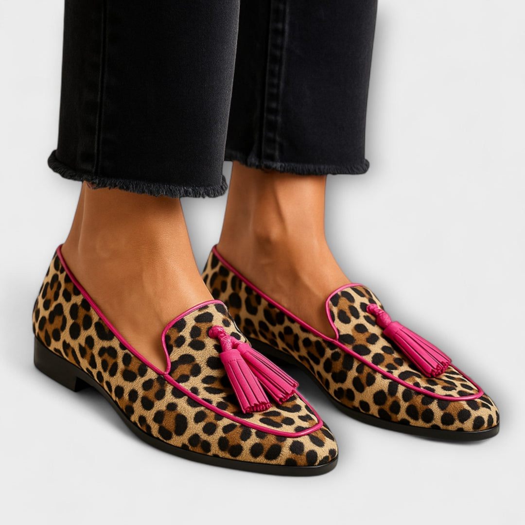 Women's Tassel Slipper – Playful Animal Print, Slip-On Comfort