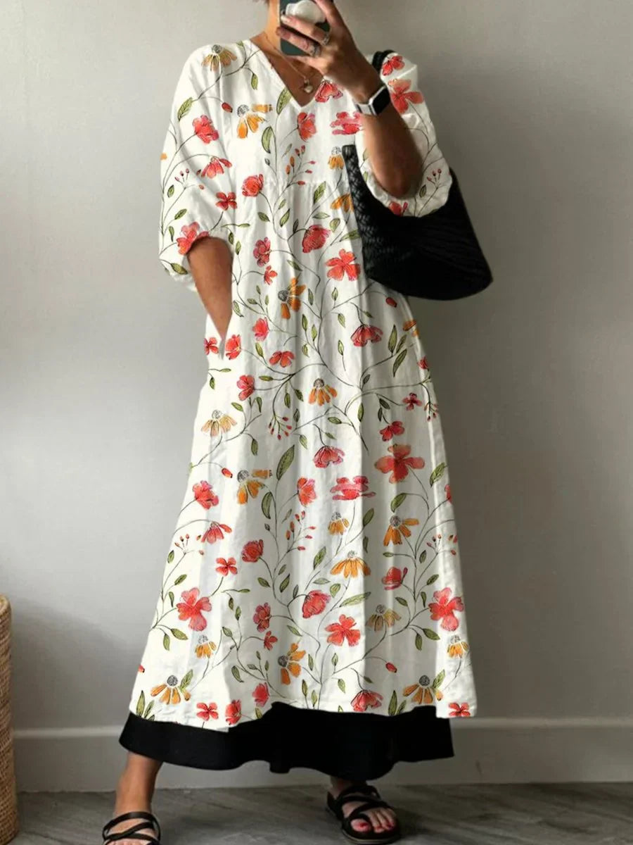 Women's Floral Printed Relaxed Fit Dress - Summer Styling