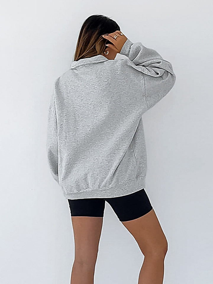 Casual Polo-Collar Sweatshirt