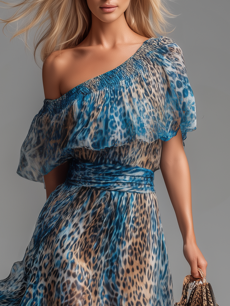 Women's Leopard Print Chiffon Maxi Dress - Wild & Sensual