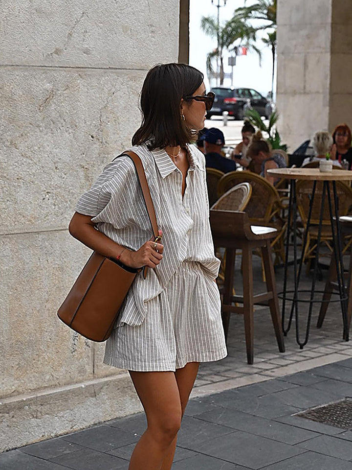 Striped Shirt + Shorts Set