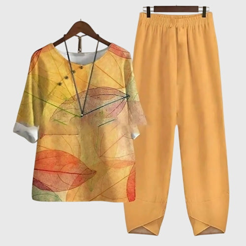 Women's Printed Loose Fit Two Piece Set - Comfortable & Versatile