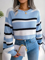 Women's Cropped Knit Jumper – Soft Ribbed Spring Layer