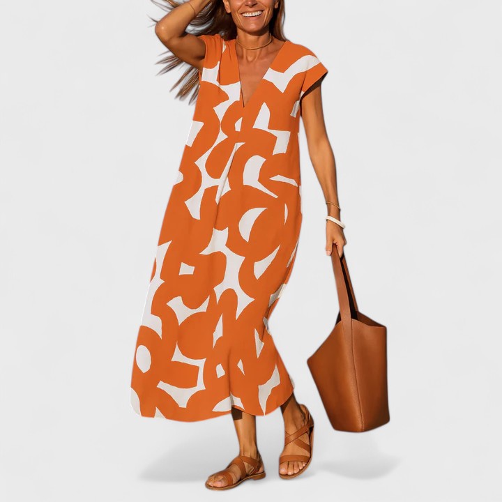 Women's Flowing V-Neck Dress - Lightweight & Flattering