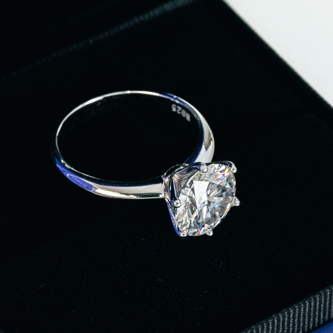 Women's Eterna Moissanite Solitaire Ring – Sterling Silver, 1–3ct