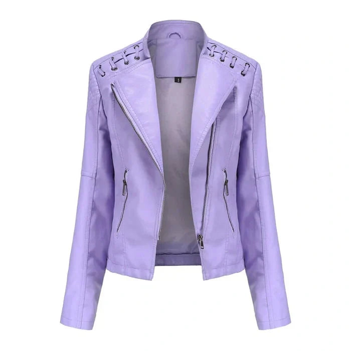 Women's Vegan Leather Moto Jacket - Edgy Everyday Style