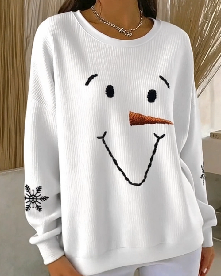 Women's Harper Snowman Face Sweatshirt - Festive Holiday Cheer