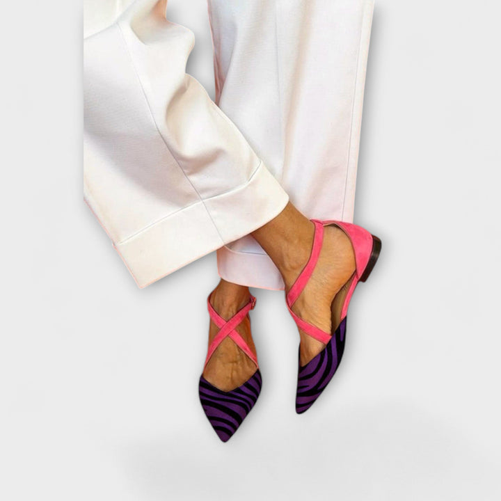 Women's Zebra Print Flats with Crisscross Straps - Everyday Bold