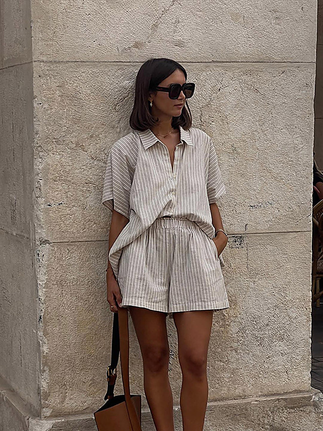 Striped Shirt + Shorts Set