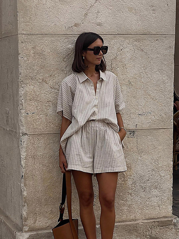 Striped Shirt + Shorts Set
