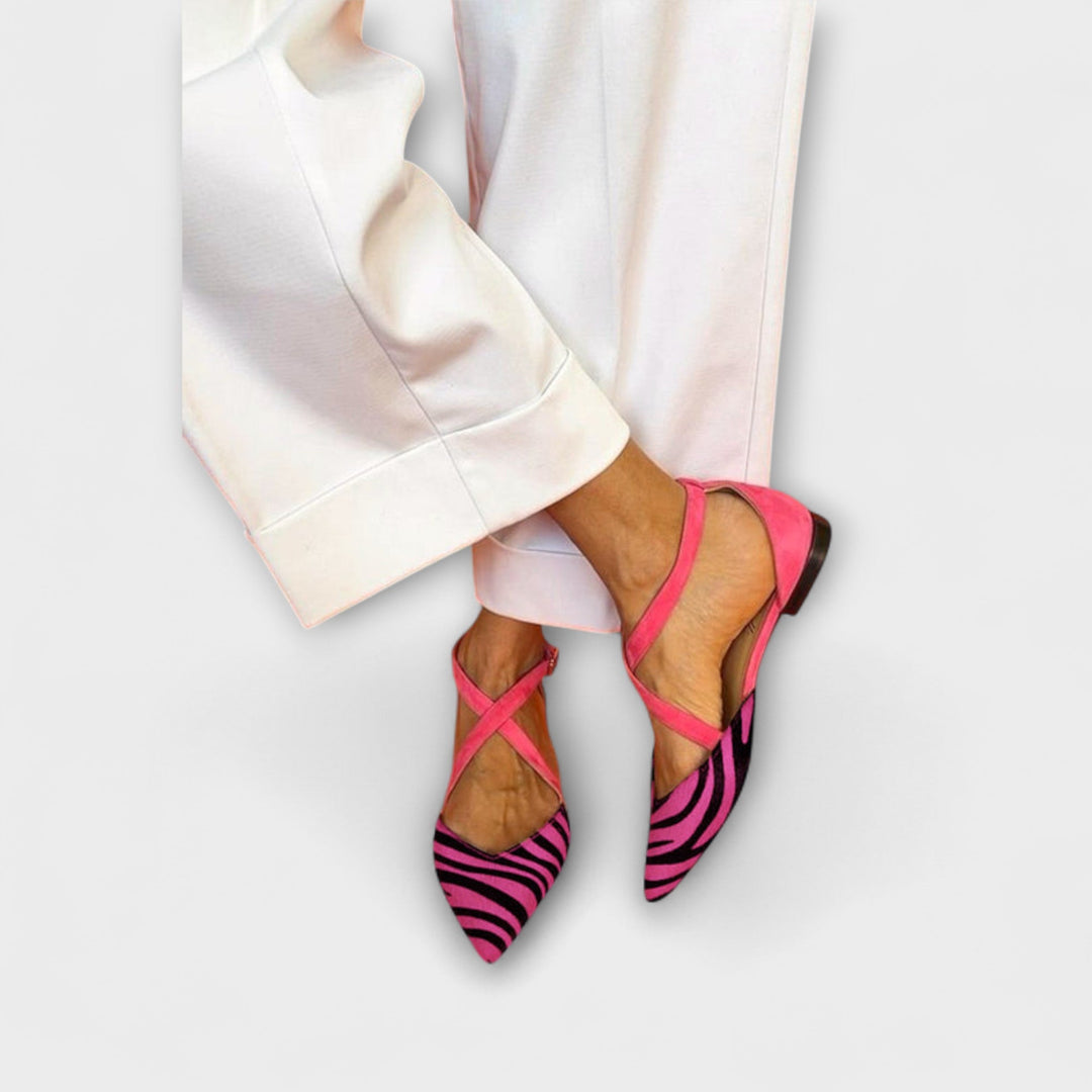 Women's Zebra Print Flats with Crisscross Straps - Everyday Bold