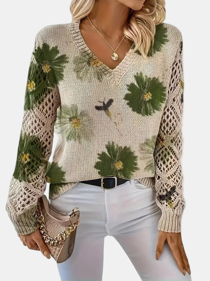 Women's Blooming Chic Knit Sweater - Effortless Everyday Elegance