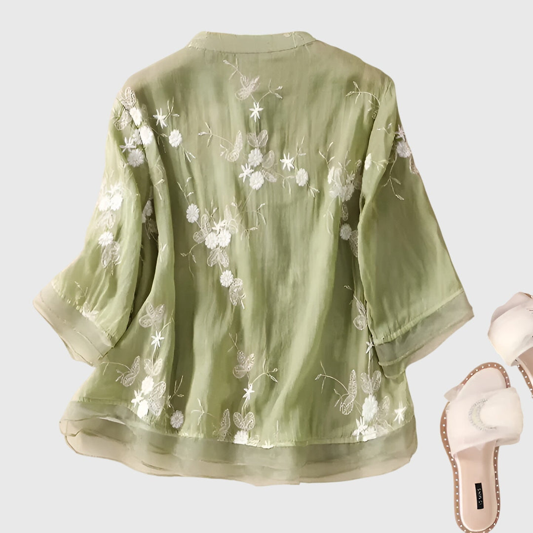 Women's Embroidered Floral Elegant Blouse - Everyday Elegance