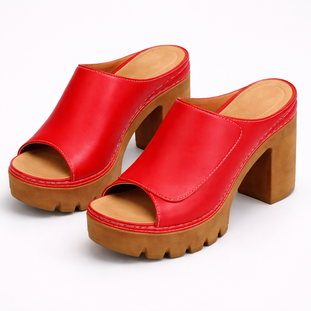 Women's Glossy Platform Heels - Flattering Lift & Comfort