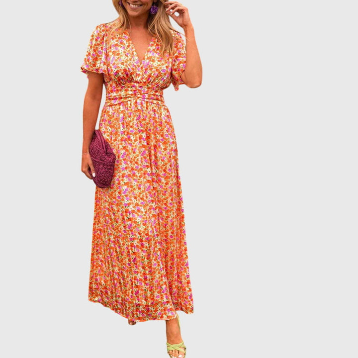 Women's Floral V-Neck Summer Dress - Breezy & Elegant