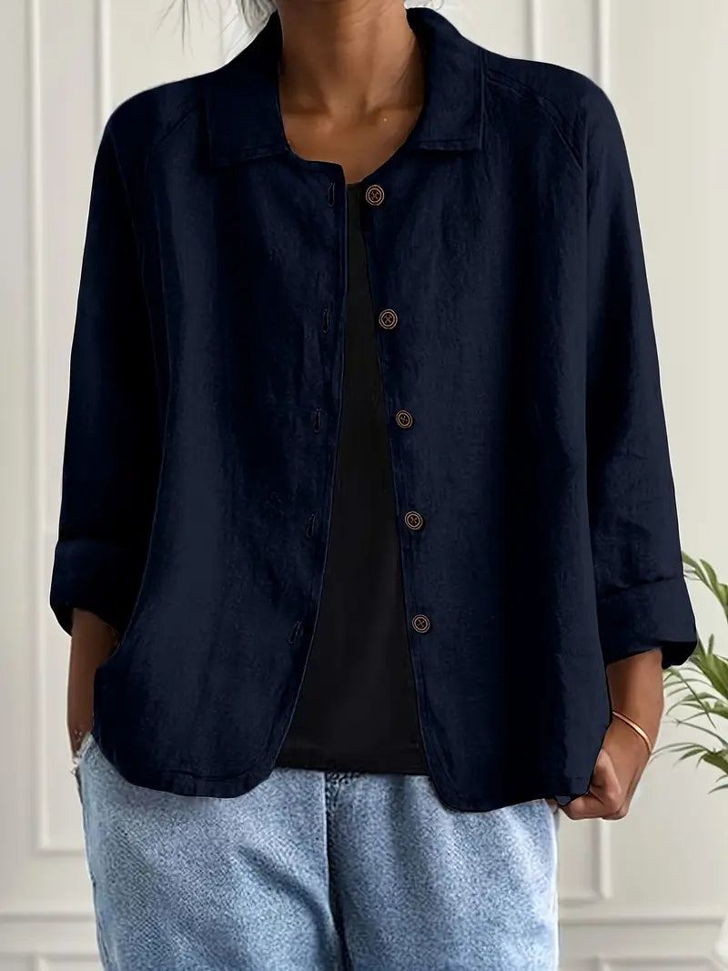 Women's Lightweight Cotton-Linen Shirt-Cardigan - Effortless Style