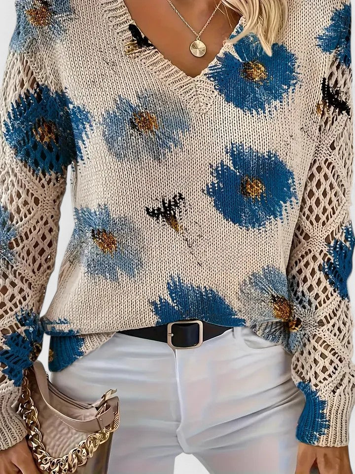 Women's Blooming Chic Knit Sweater - Effortless Everyday Elegance