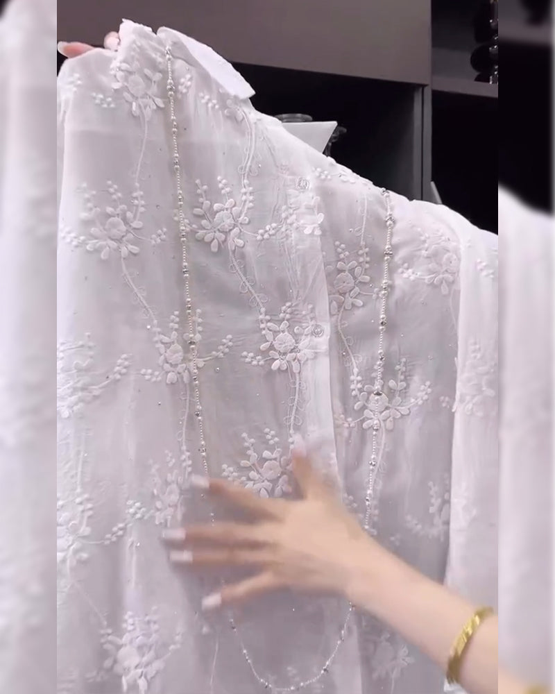 Women's Embroidered Button-Down Shirt - Effortless Elegance