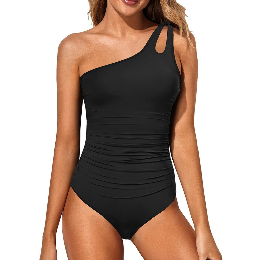 Women's One Shoulder One Piece Swimsuit - Asymmetric & Contouring