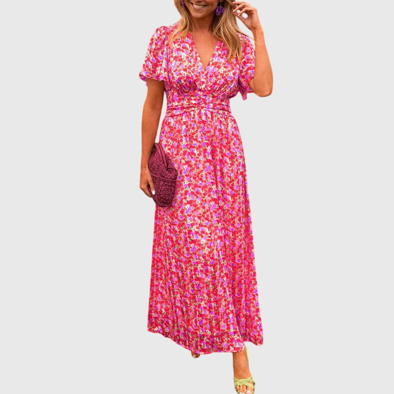 Women's Floral V-Neck Summer Dress - Breezy & Elegant