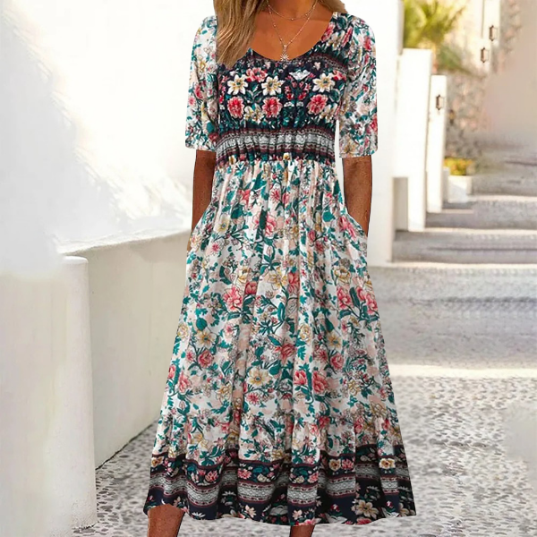 Women's Bohemian Floral Maxi Dress - Effortless Everyday Elegance