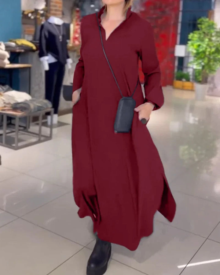 Women's Long Flowy Dress with Side Slits - Elegant for Special