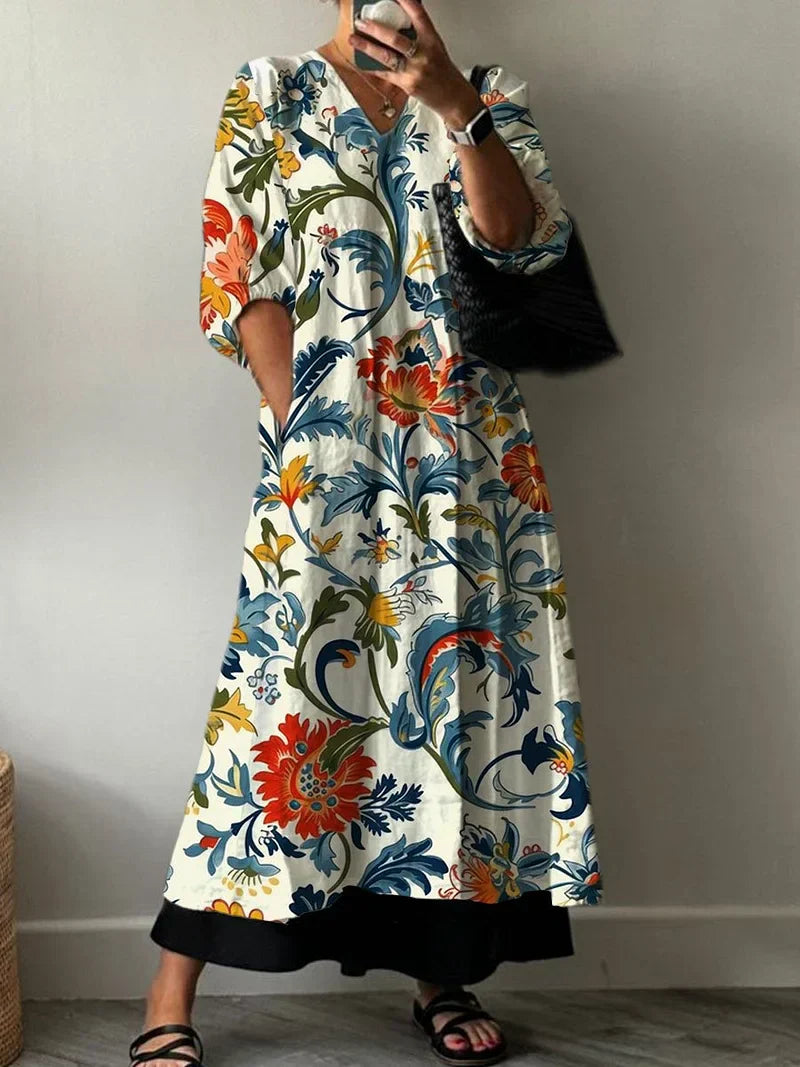 Women's Elegant Floral Print Dress - Boho Chic for Summer