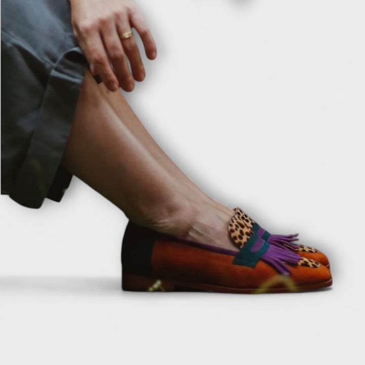 Women's Faux Suede Leopard Print Loafers - Everyday Comfort